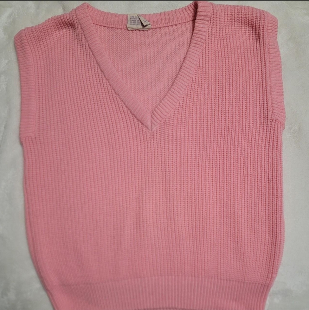 Kiddz Knittz Vintage Pink Knitted Sweater Vest Size Large EUC